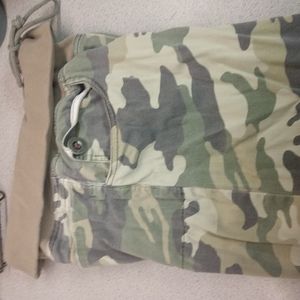 zinc Brand Women's Vintage Army Green & Cream Camouflage Stretch Pants That Tie